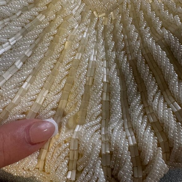 La Regale Hand-Beaded Shell-Shaped Evening Bag Gold Chain Strap Vintage - Picture 11 of 12